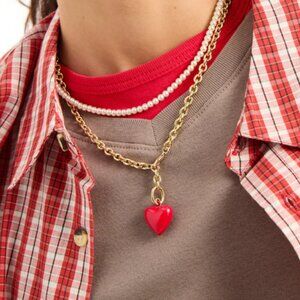 BEST Roxanne Assoulin The Mini Puffy Heart Necklace Red